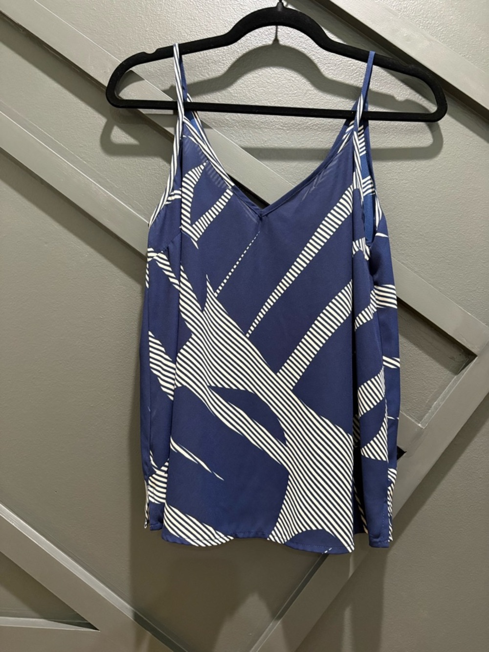 Allison Joy Navy and White Abstract Geometric Cami